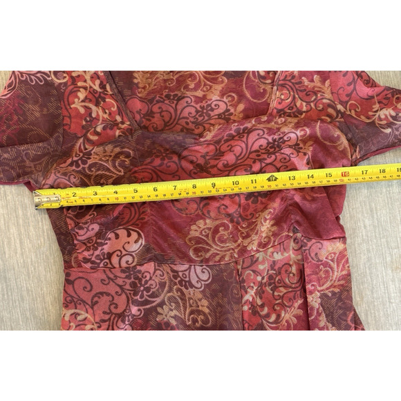 Y2K Womens Floral Asymmetrical Sheer Babydoll Top Size S Forest Fairy Whimsigoth - Picture 10 of 11